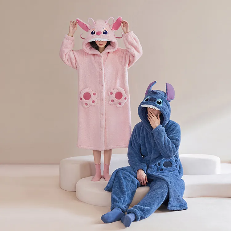 JINGYUN x Disney Pajama Robe Winter Women's Pink-4