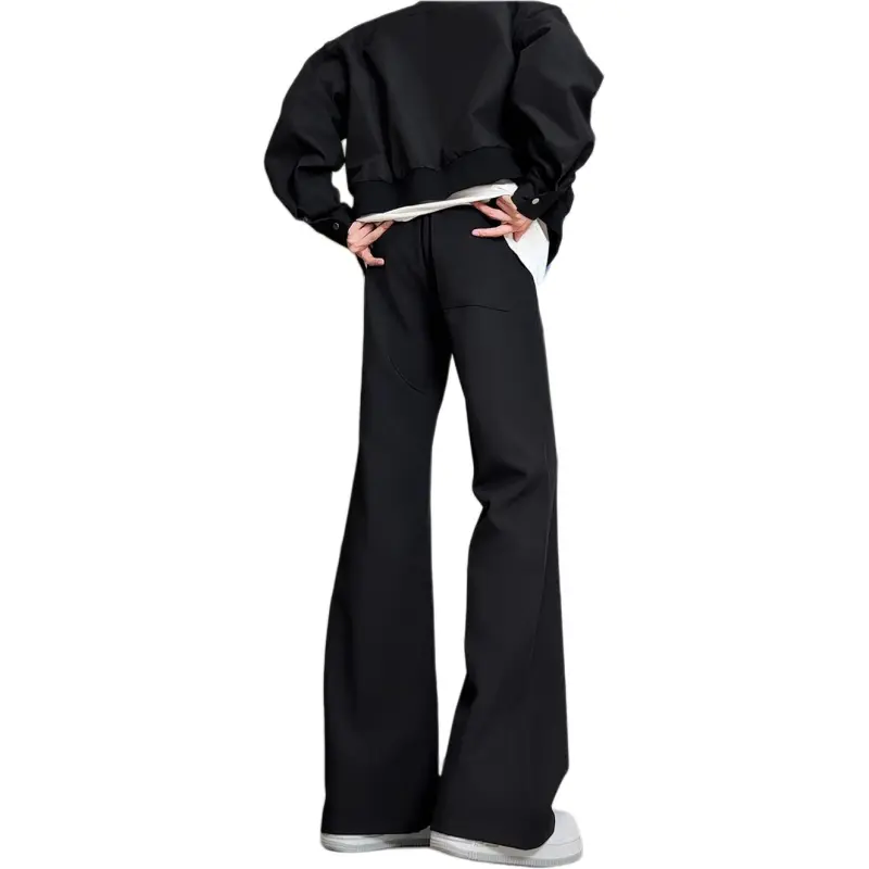 KIRHNE Casual Pants Unisex Black-4