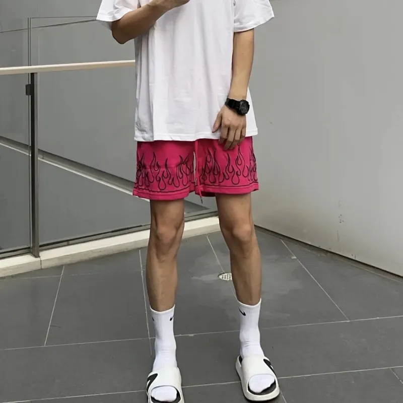 KIRHNE Casual Shorts Unisex Rose Red-4