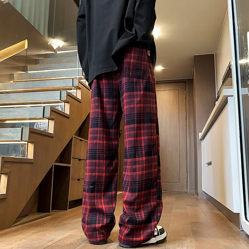 KIRHNE Casual Pants Unisex Burgundy-4