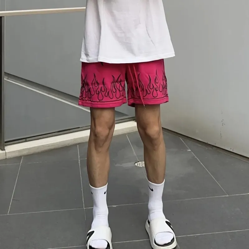 KIRHNE Casual Shorts Unisex Rose Red-5