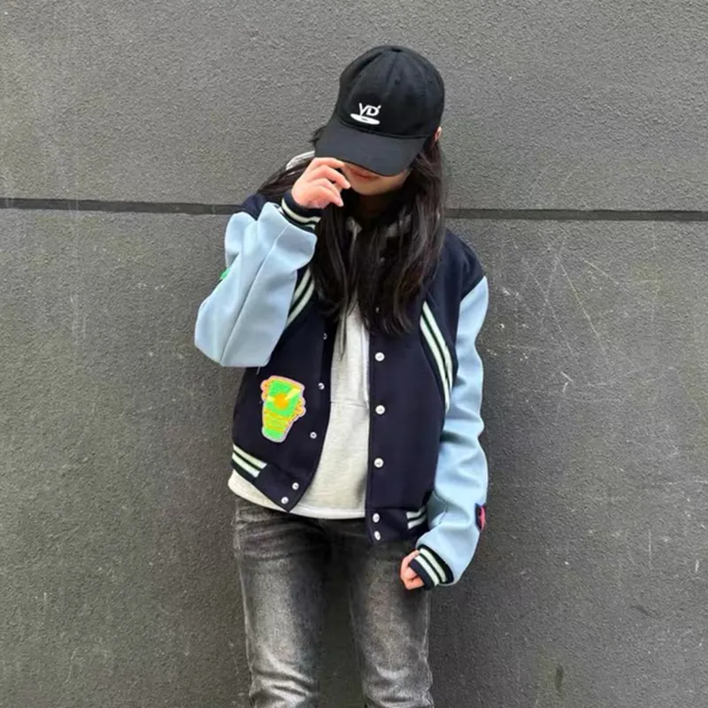 HOKLV Fashion Baseball Jacket Style Unisex Navy Blue Classic Tone-10