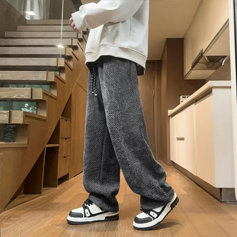 KIRHNE Casual Pants Unisex Black-12