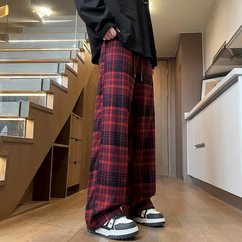 KIRHNE Casual Pants Unisex Burgundy-3