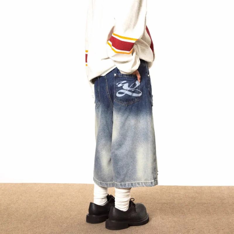 KIRHNE Denim Shorts Unisex Blue-2