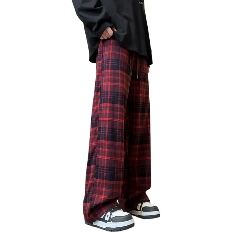 KIRHNE Casual Pants Unisex Burgundy-1