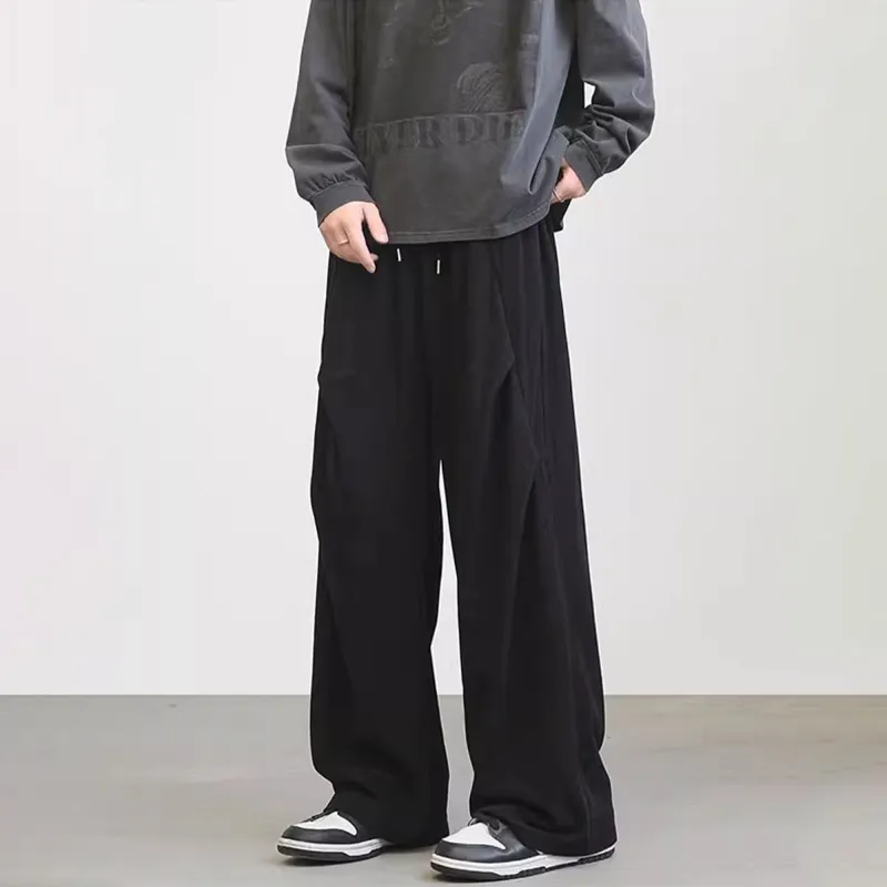 KIRHNE Casual Pants Unisex Glossy Black-3