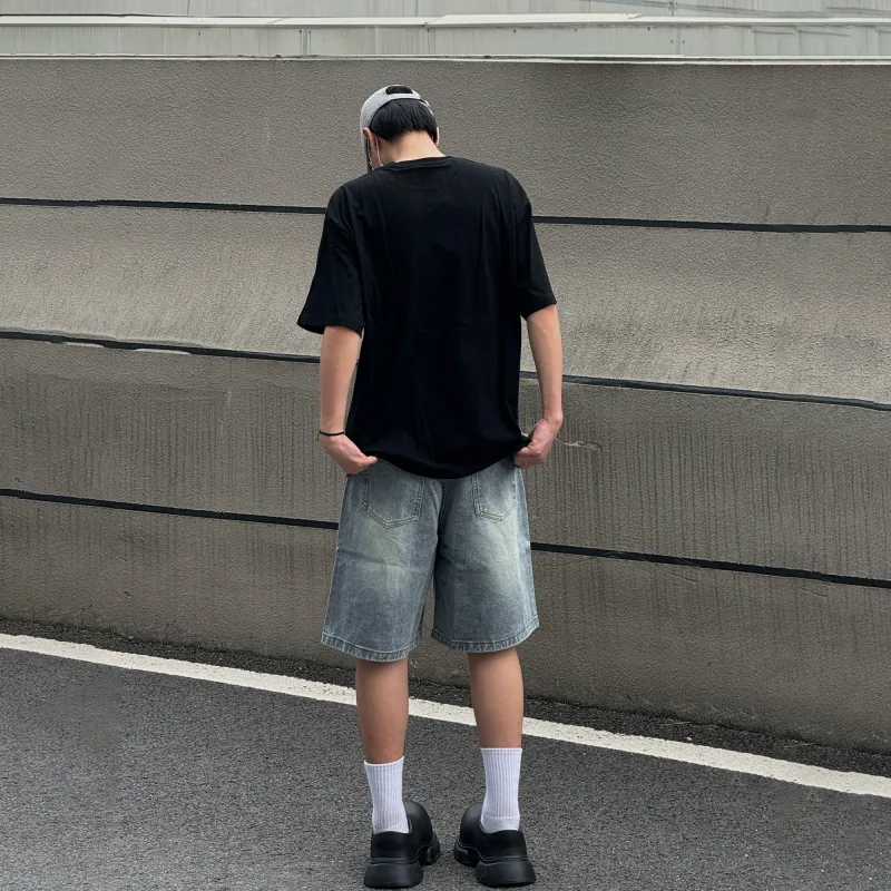 TESTUNG Denim Shorts Unisex-43