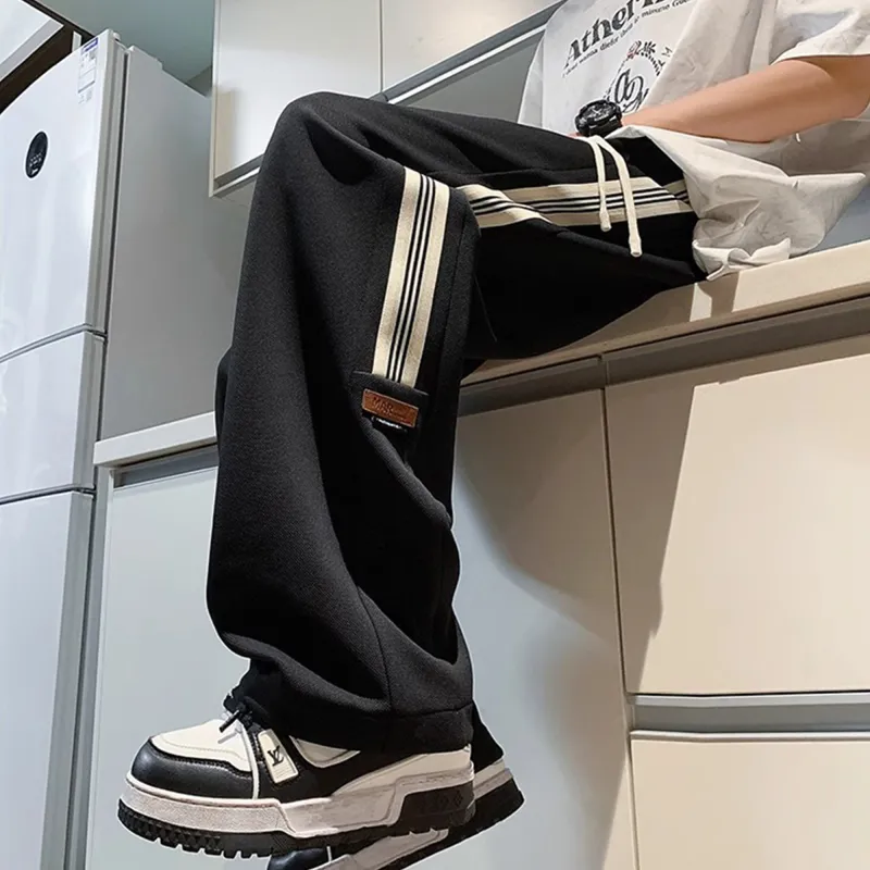 KIRHNE Casual Pants Unisex Black-4