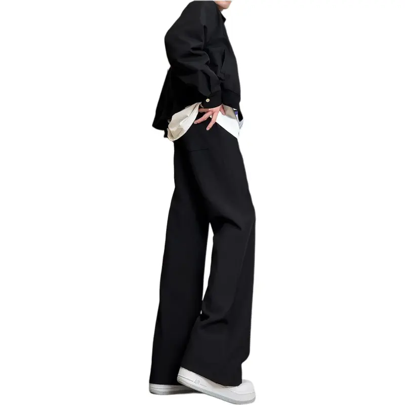 KIRHNE Casual Pants Unisex Black-3