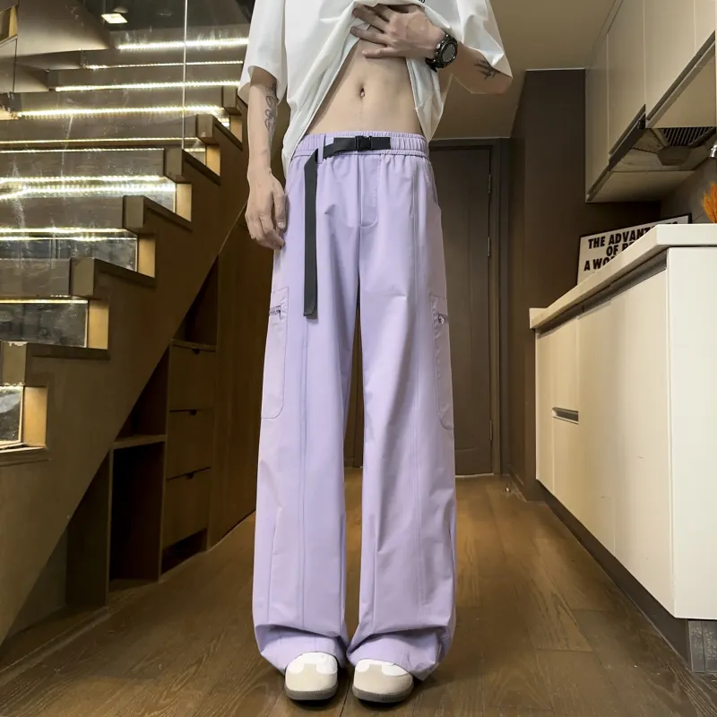 KIRHNE Casual Pants Unisex Purple-8
