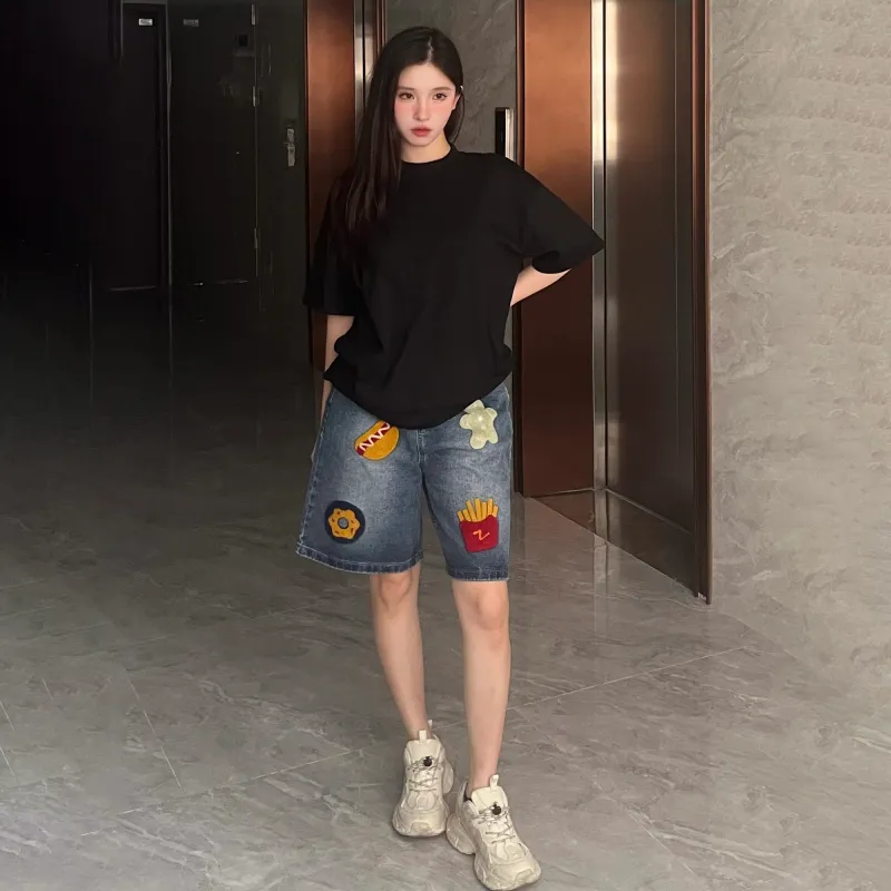 TESTUNG Denim Shorts Unisex-35