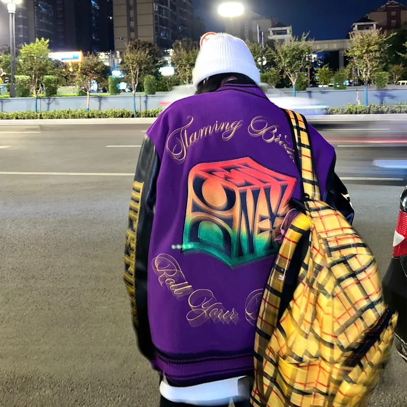 KIRHNE Baseball Jacket Unisex Purple-2