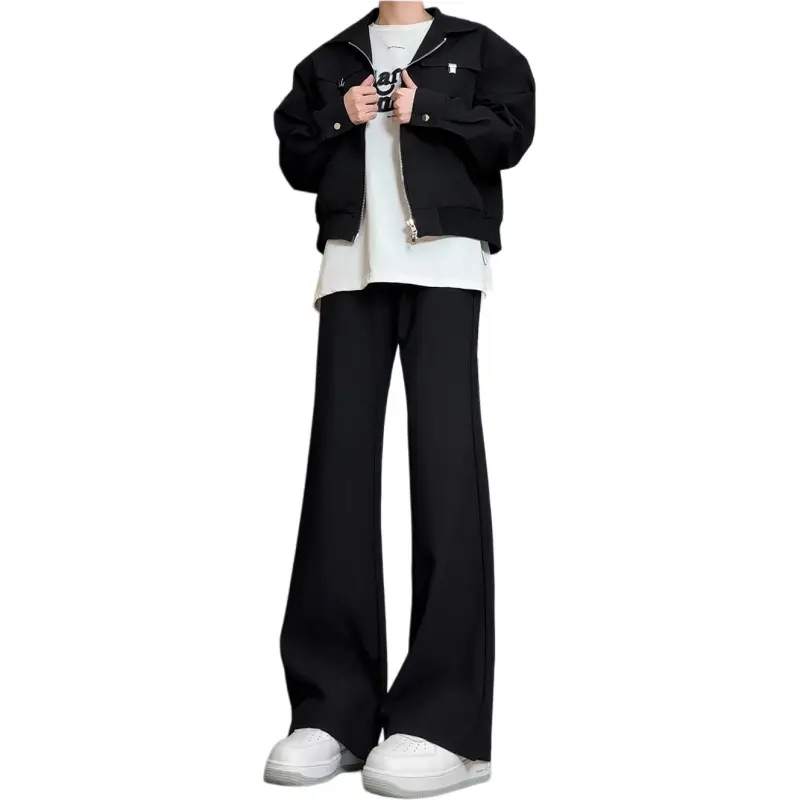KIRHNE Casual Pants Unisex Black-1