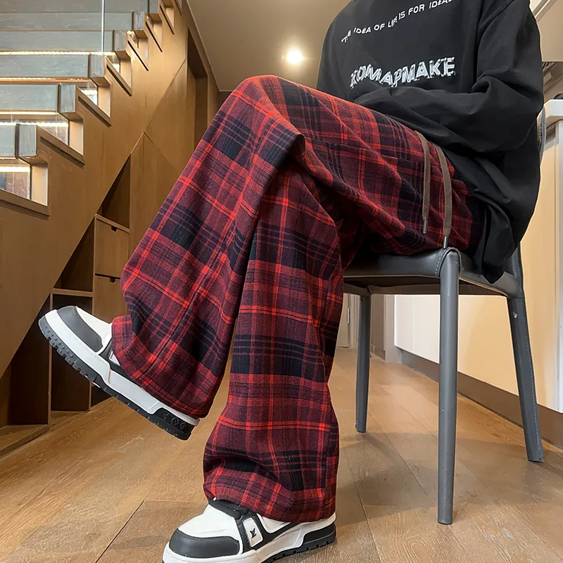 KIRHNE Casual Pants Unisex Burgundy-6