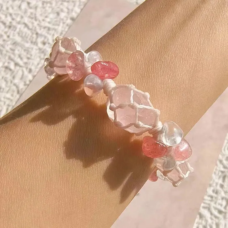 AWD Pink Crystal Rope Bracelets Women's-2