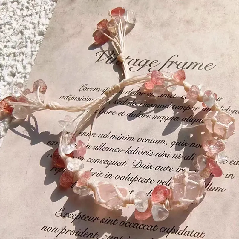 AWD Pink Crystal Rope Bracelets Women's-5