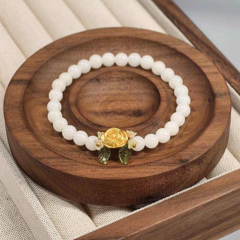 AWD White Jade Bodhi Bracelets Women's-7