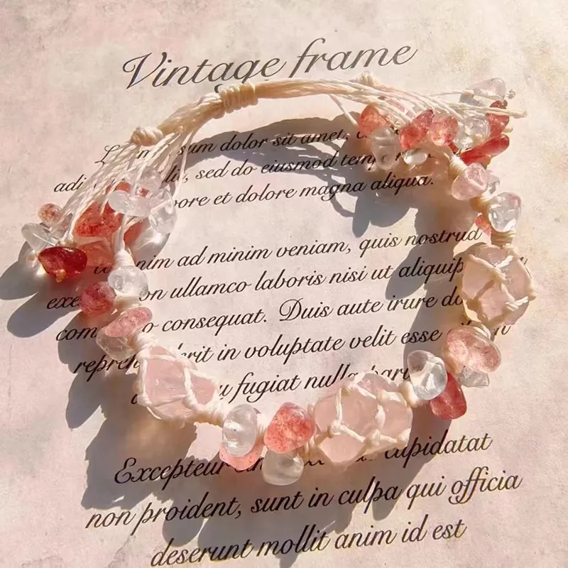 AWD Pink Crystal Rope Bracelets Women's-3