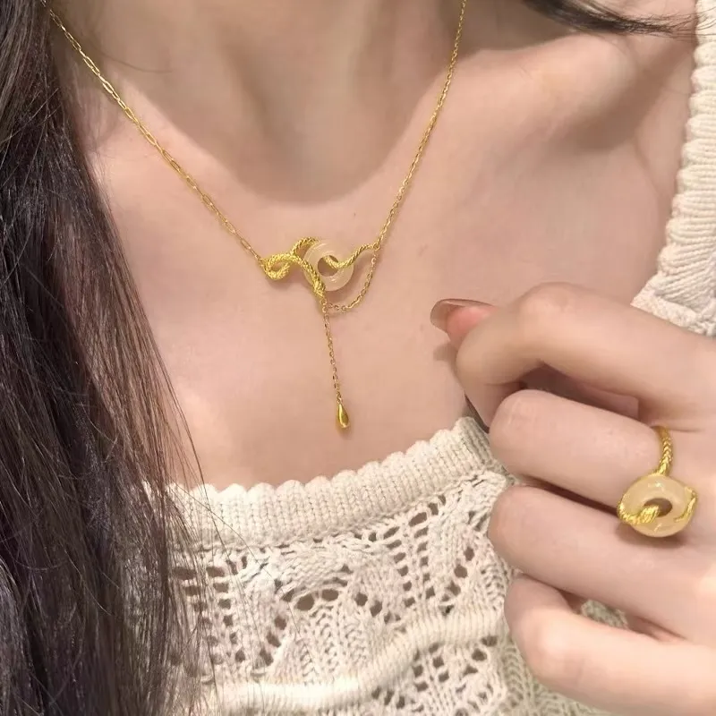 AWD Chalcedony Jade Necklaces Women's-5