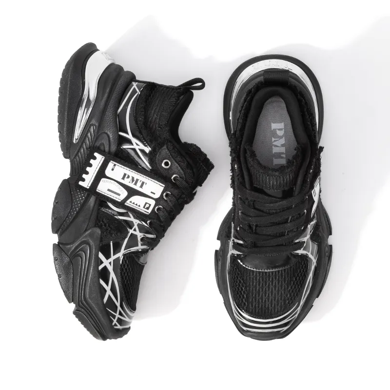 PMT Slip Resistant, Breathable, Lightweight, Height Increasing Low Top Chunky Sneakers Unisex White Black-15
