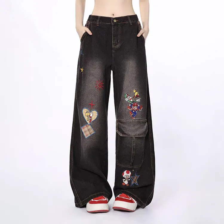 EOEI Jeans Women's Black Gray Color-2