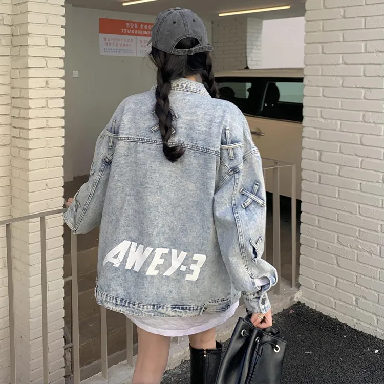 EOEI Denim Jacket Women's Light Blue-3