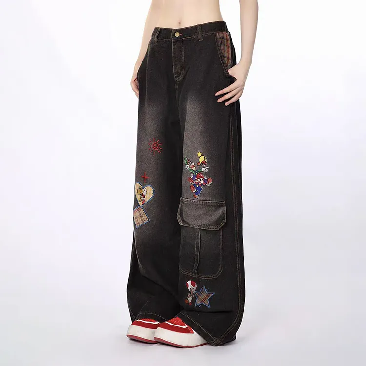 EOEI Jeans Women's Black Gray Color-4