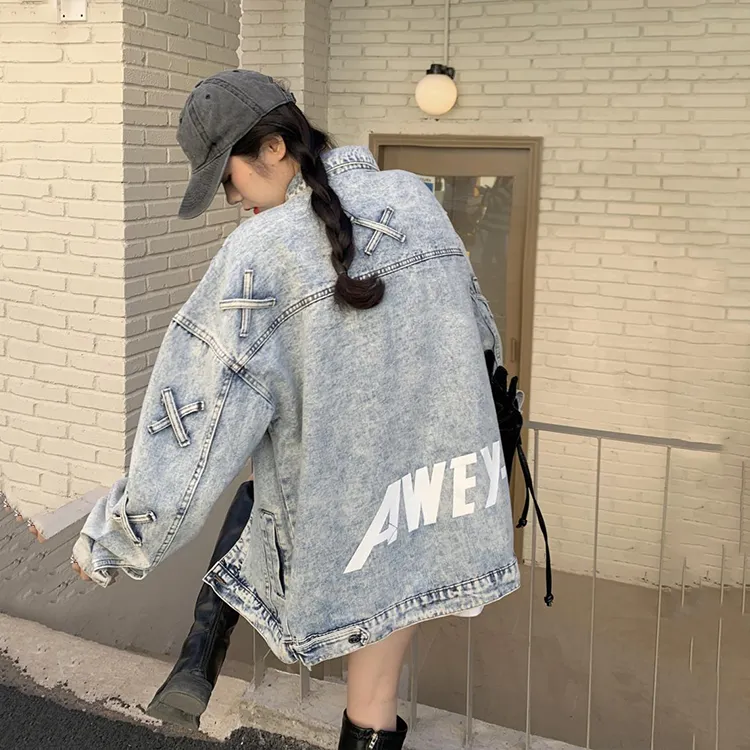 EOEI Denim Jacket Women's Light Blue-4