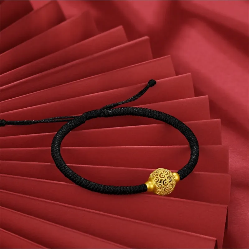 YORISTEINK Fortune Floral Thread Beaded New Chinese Style Elegant 999 Solid Gold Fixed Price Gold Bracelet Unisex-6
