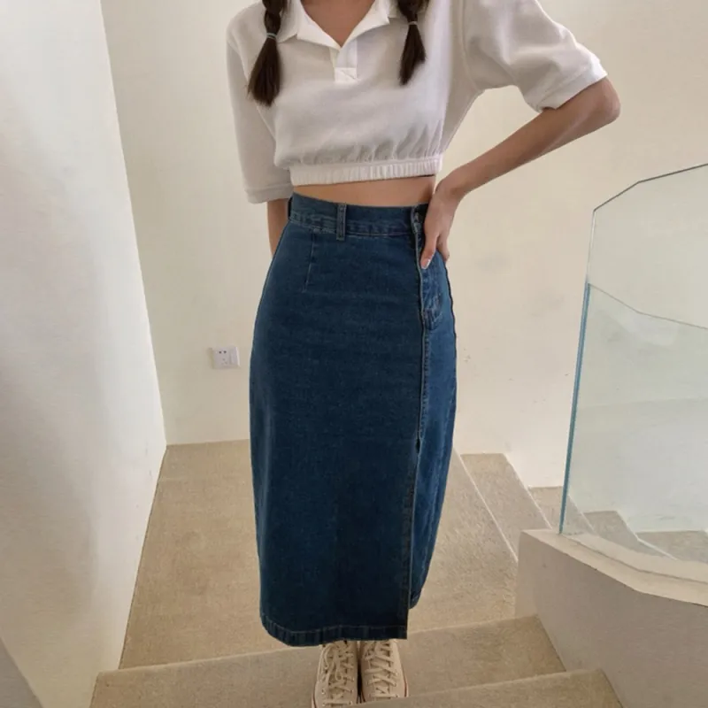 GTLA Denim Long Skirts Women's Blue-6