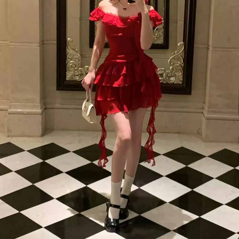 GTLA Slip Dresses Women's Red-4