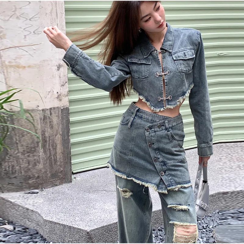 GTLA Denim Jackets Women's Blue-3