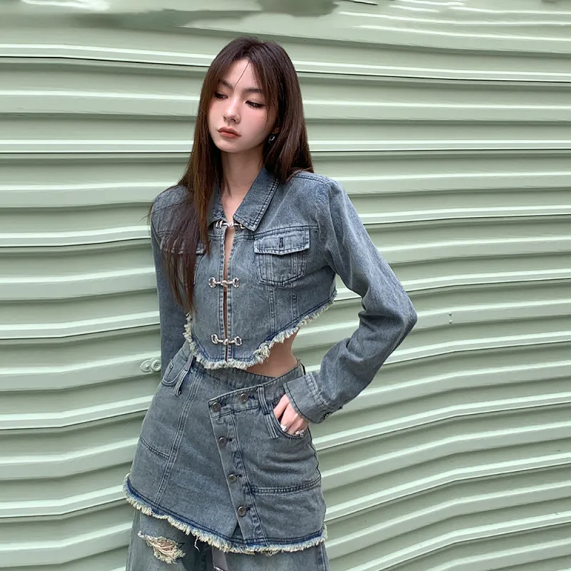 GTLA Denim Jackets Women's Blue-5