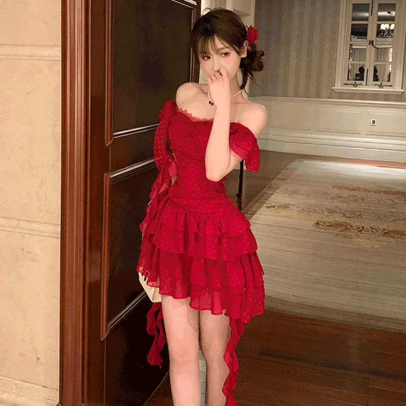 GTLA Slip Dresses Women's Red-5