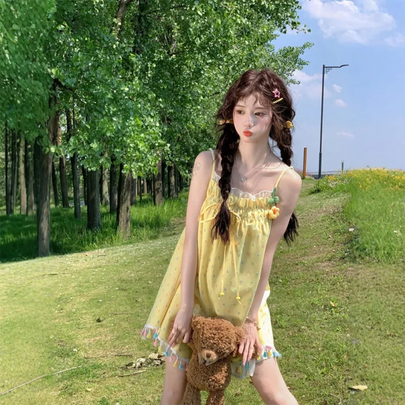 GTLA Slip Dresses Women's Yellow-6