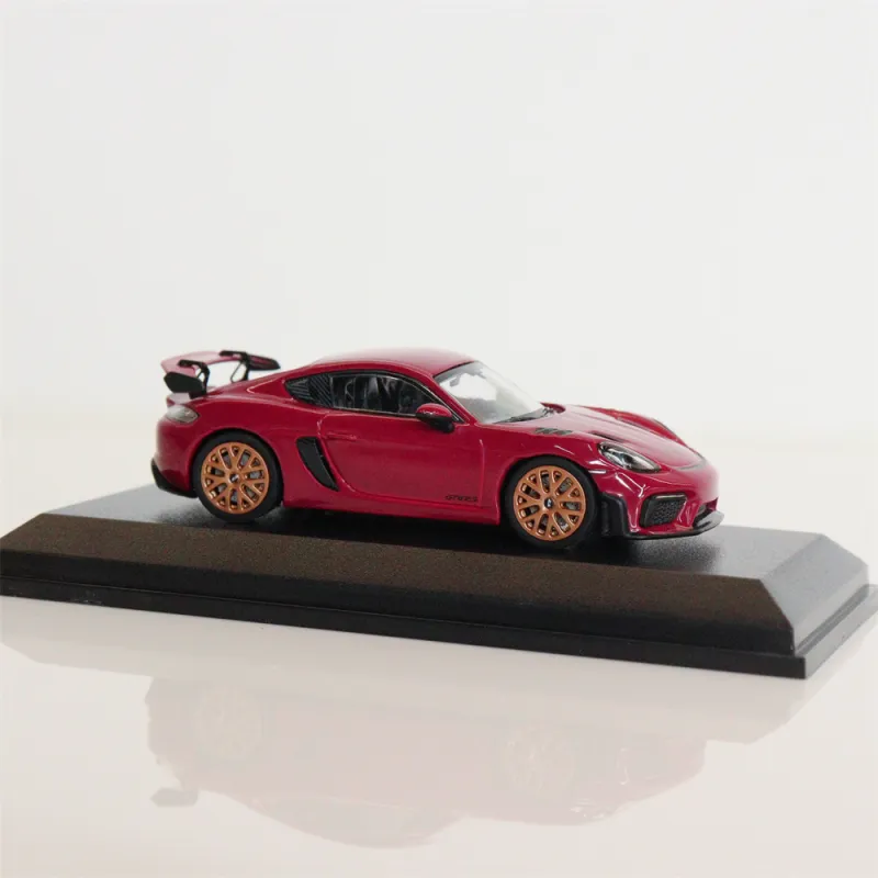 MINICHAMPS 1 64 Tarmac Works Porsche Cayman GT4 RS Rose Red, Alloy Hobby Model Assembled Models-2
