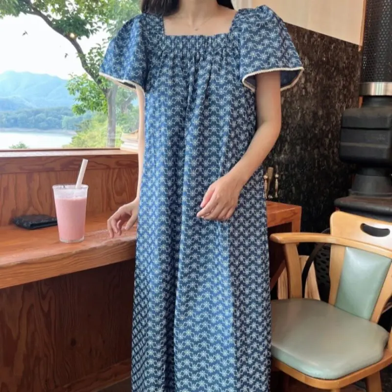 MRR&CO. Short Sleeved Dress Women's Blue-4