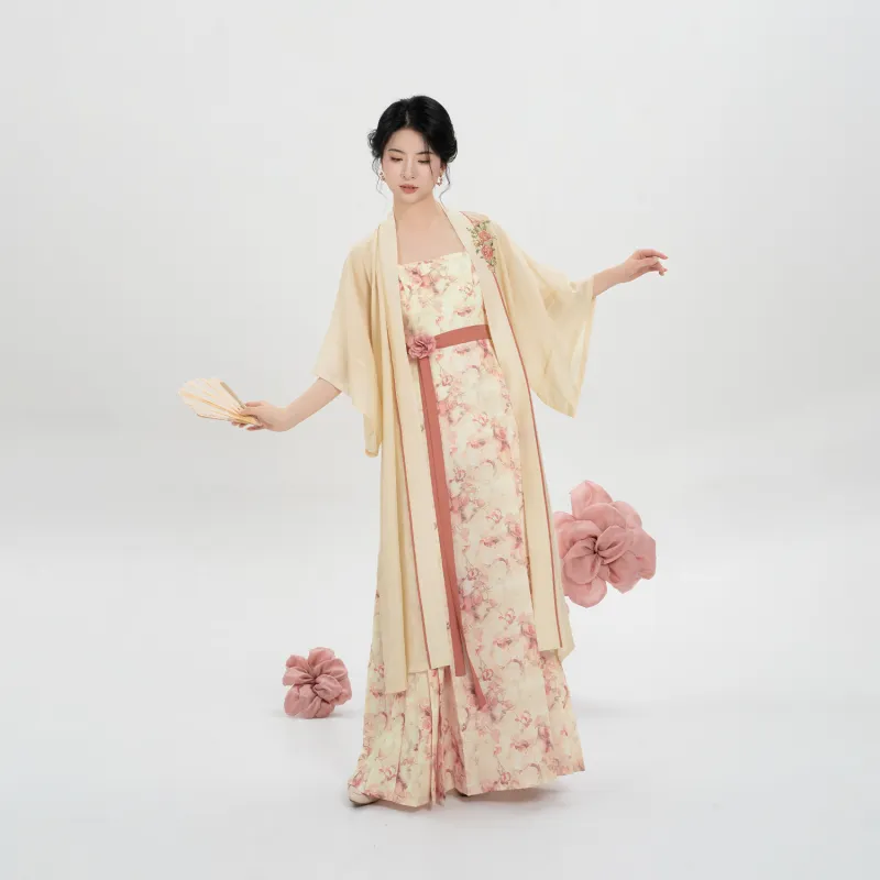 Weaving Division Hanfu Women's Two Piece Set Changgan Temple+Horse Face Dress-7