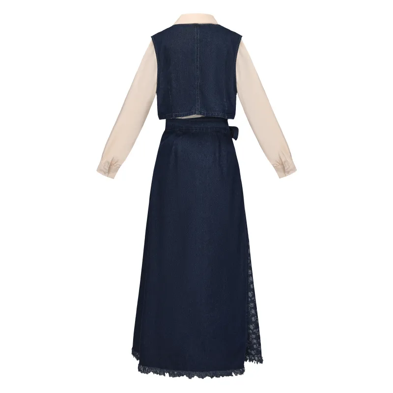 Weaving Division Hanfu Women's Three Piece Set Vest+Shirt+Skirt-1