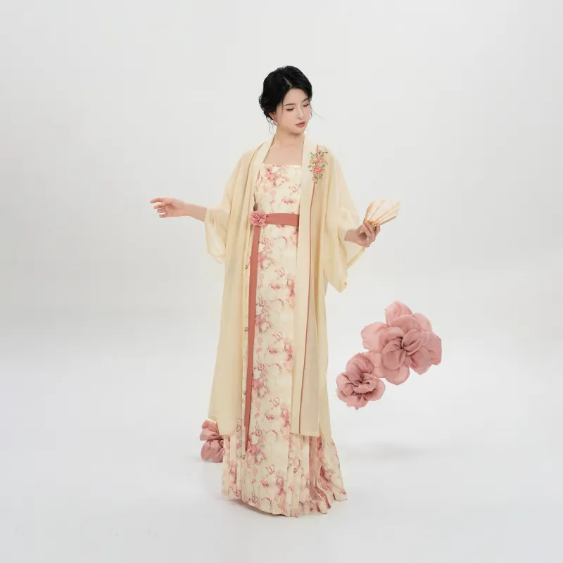 Weaving Division Hanfu Women's Two Piece Set Changgan Temple+Horse Face Dress-6