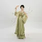Three-Piece Set (Green Kimono+Versatile Songmao Yellow+Light Green Pleated Skirt)