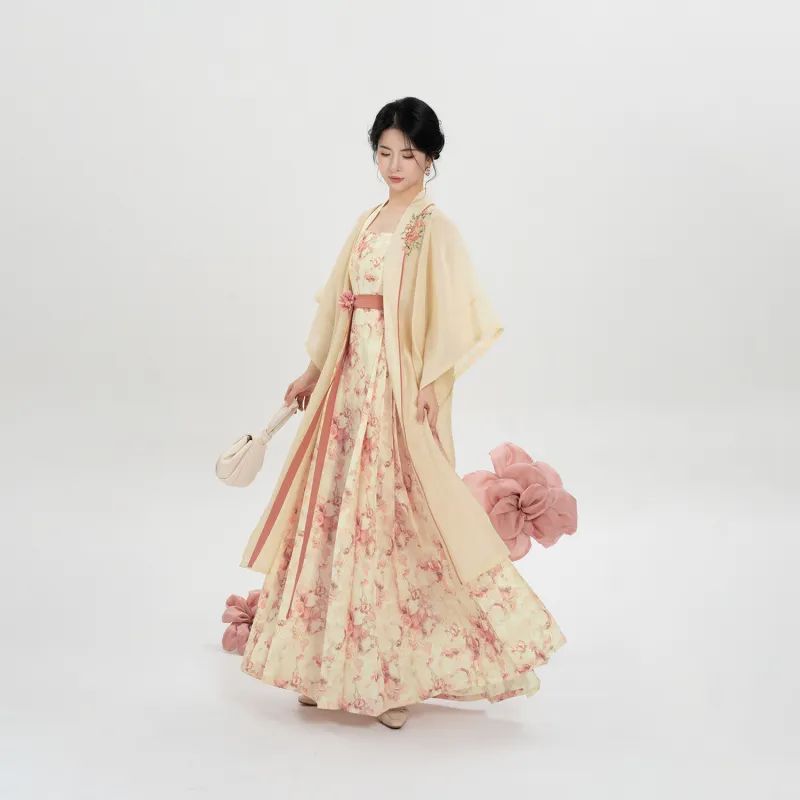 Weaving Division Hanfu Women's Two Piece Set Changgan Temple+Horse Face Dress-2