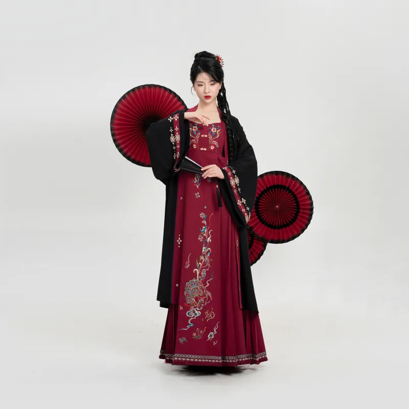 Weaving Division Hanfu Women's Two Piece Set Purple Hyacinth Coat+Horse Face Dress-6
