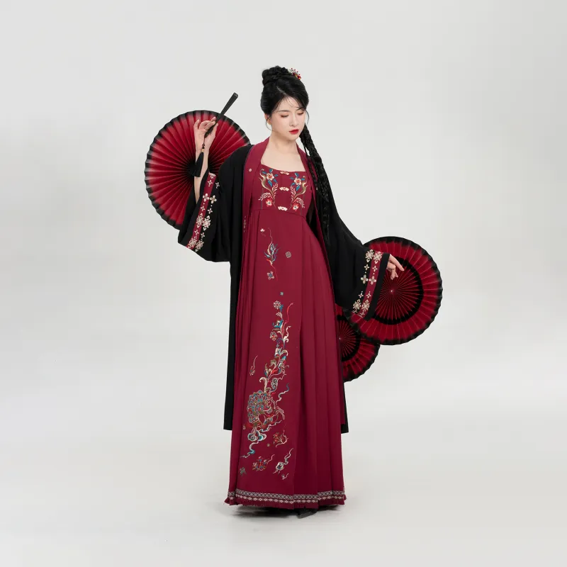Weaving Division Hanfu Women's Two Piece Set Purple Hyacinth Coat+Horse Face Dress-4
