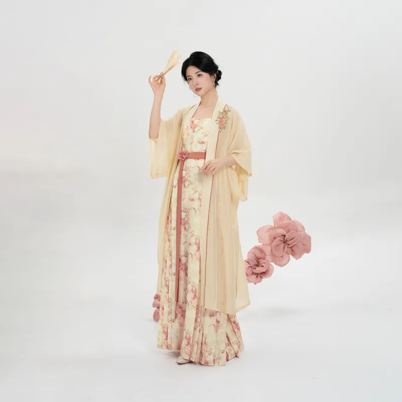 Weaving Division Hanfu Women's Two Piece Set Changgan Temple+Horse Face Dress-4
