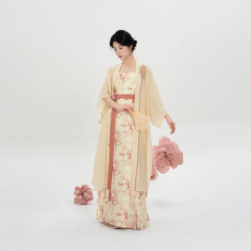 Weaving Division Hanfu Women's Two Piece Set Changgan Temple+Horse Face Dress-3