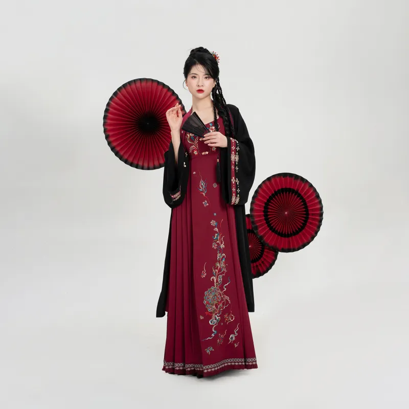 Weaving Division Hanfu Women's Two Piece Set Purple Hyacinth Coat+Horse Face Dress-2