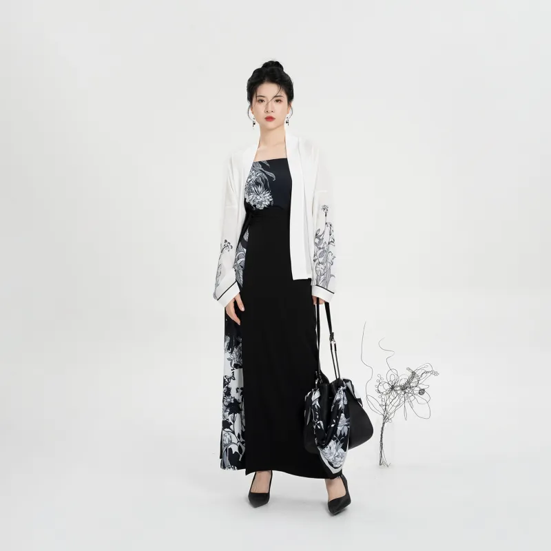 Weaving Division Hanfu Women's Three piece Set Aircraft Sleeves + Bandeau + Spiral Skirt-1