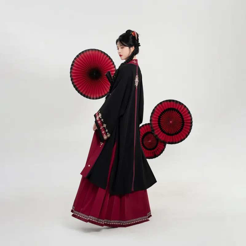 Weaving Division Hanfu Women's Two Piece Set Purple Hyacinth Coat+Horse Face Dress-1